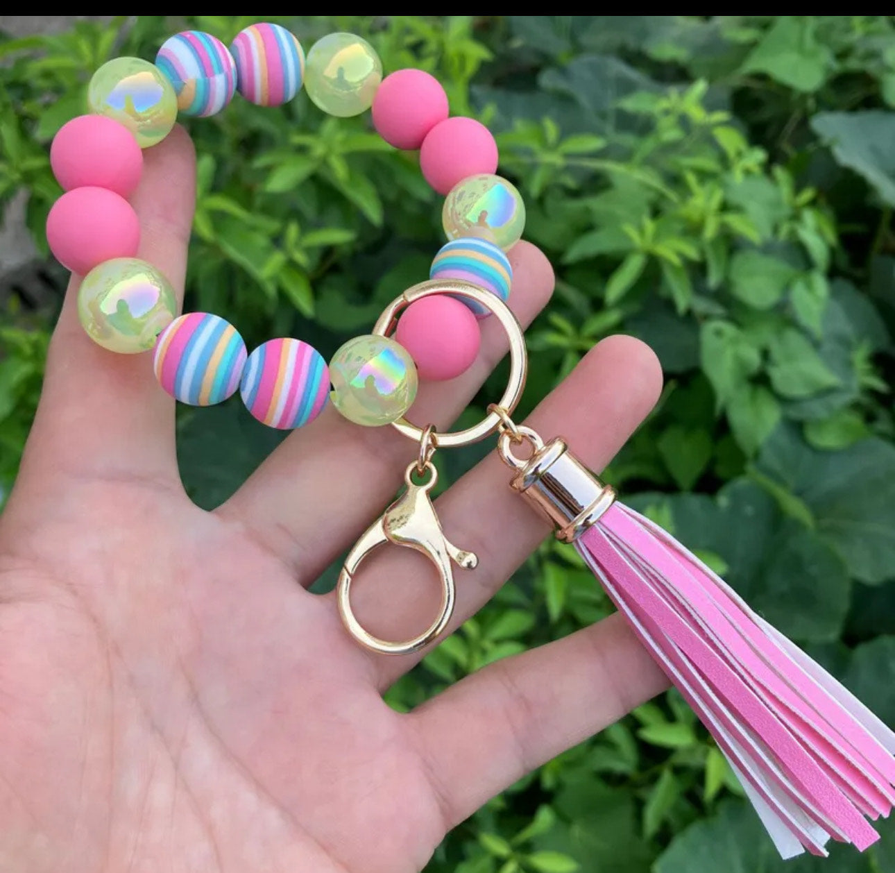 Women Classic Style Commute Color Round Silica Gel Keychain