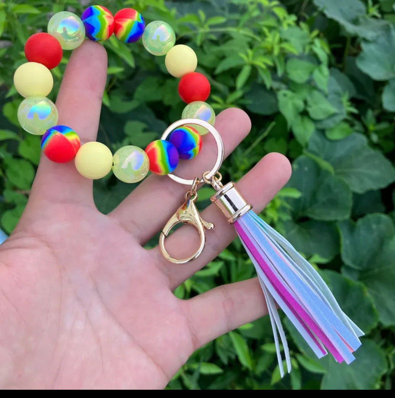 Women Classic Style Commute Color Round Silica Gel Keychain