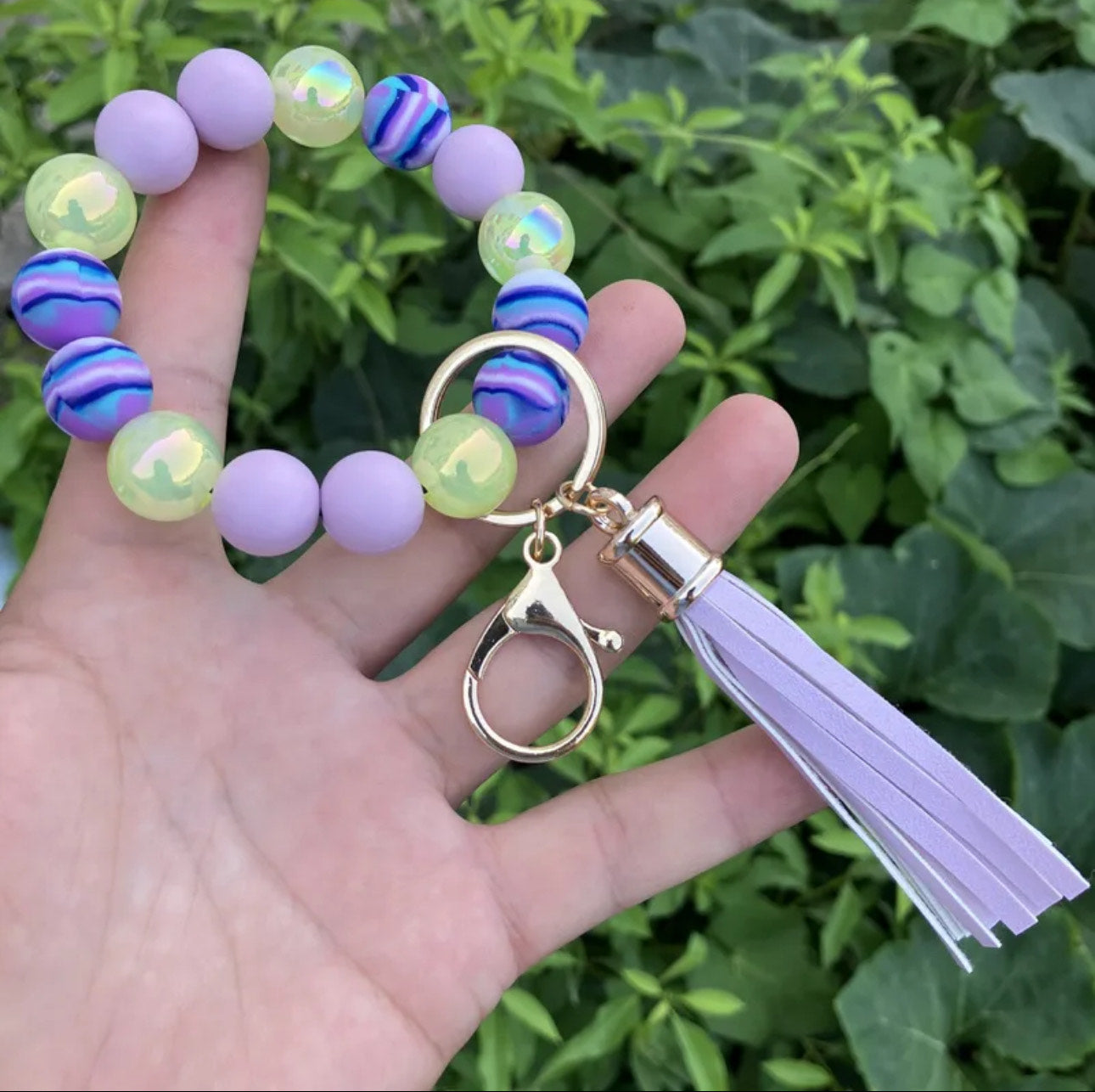 Women Classic Style Commute Color Round Silica Gel Keychain