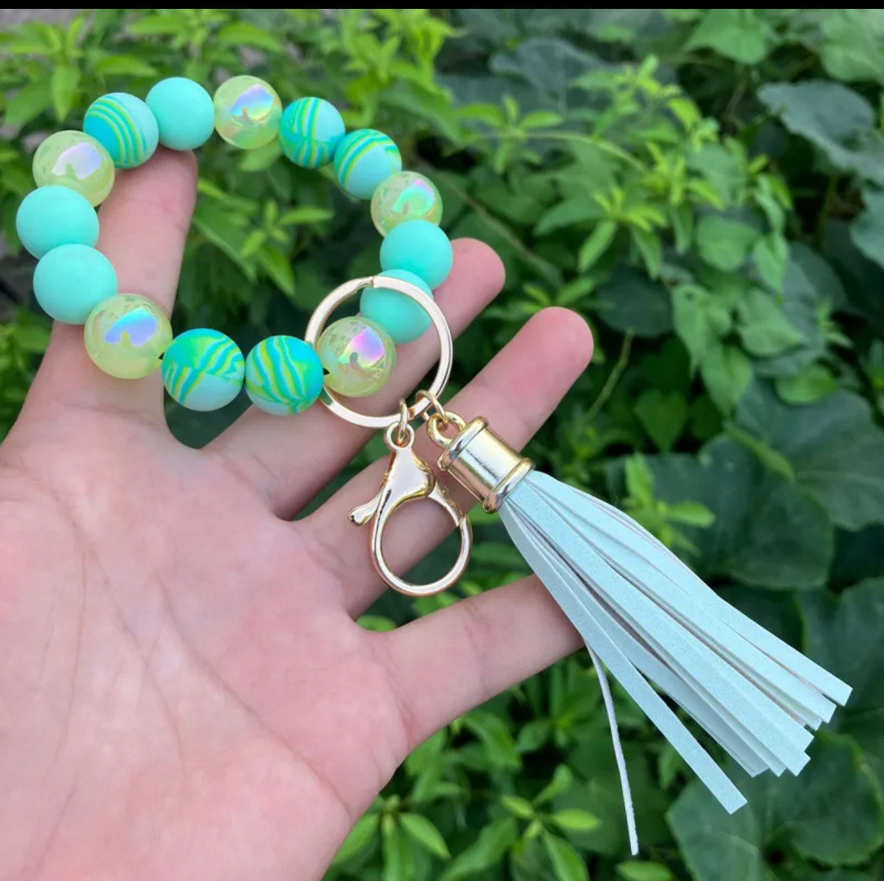 Women Classic Style Commute Color Round Silica Gel Keychain